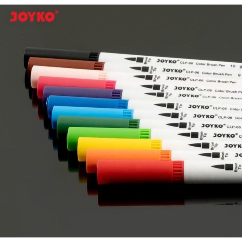 

RK Spidol Bolak Balik 12 Warna / Pena Kuas Warna Joyko CLP-06 12 Brush Pen