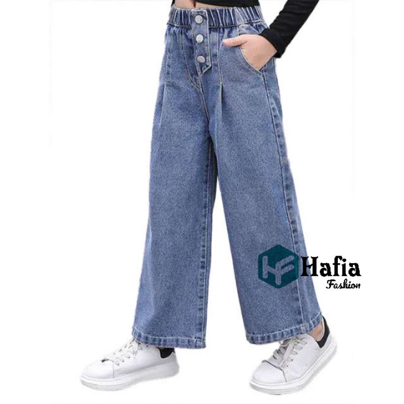 Celana Kulot Jeans Anak Perempuan Usia 7-13 Tahun