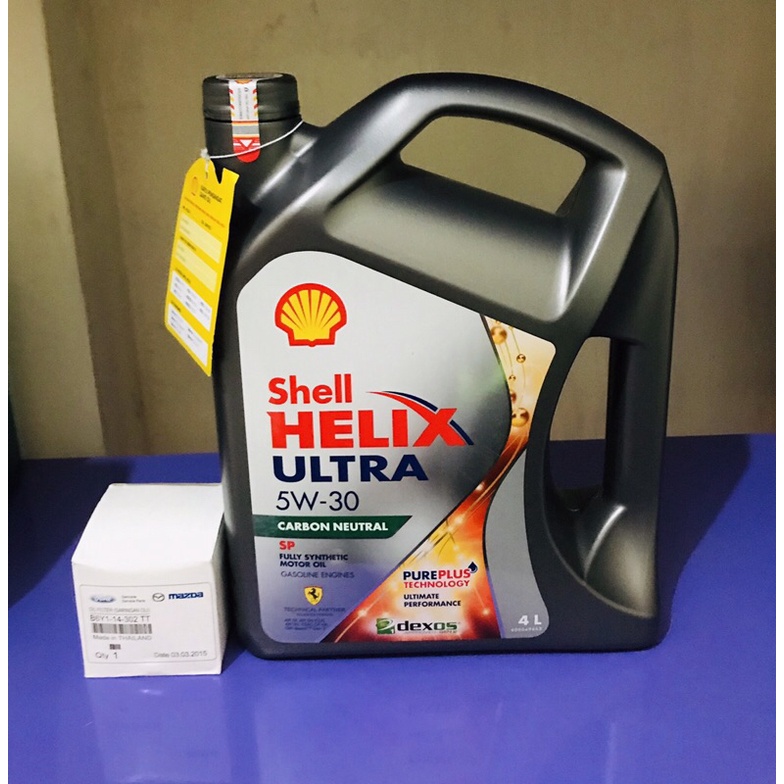 Oli mesin shell helix ultra 5W 30 4L / paket filter oli mazda 2 CX3 CX5 CX7 CX9 biante