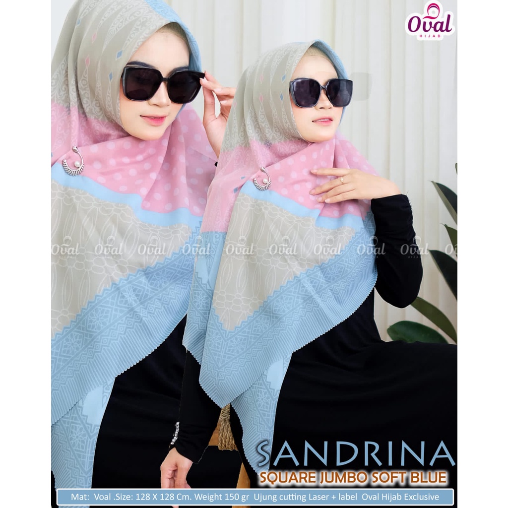 Sandrina Square Jumbo Motif Original oval Voal Hijab Segiempat Motif Square Jumbo Voal Motif