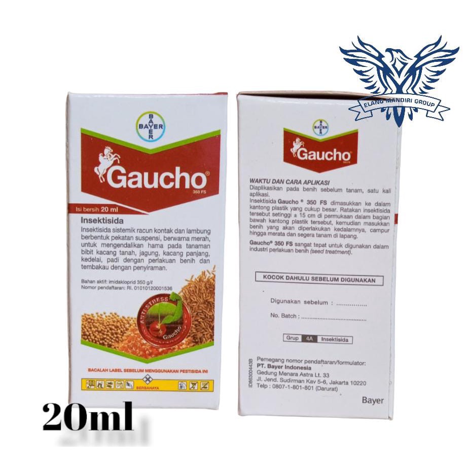 INSEKTISIDA GAUCHO 20ML insektisida perlakuan benih gauco Pengendali hama pada tanaman jagung Bahan Aktif: Imidakloprid 350g/l Confidor Besvidor Topdor