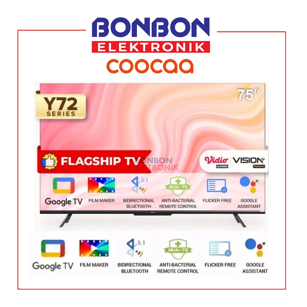 COOCAA SMART TV 75 Inch 75Y72 Digital 4k Ultra HD