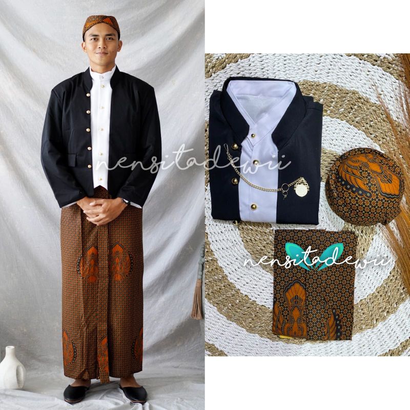 [1 Set, HTHP] Baju Adat Jawa - Solo, Model Hewes (Polos) / Motif Truntum Garuda