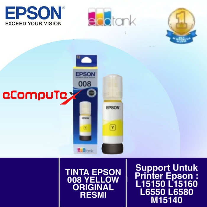 TINTA EPSON 008 YELLOW / KUNING ORIGINAL RESMI FOR L15160 L15150 L6550