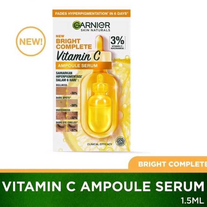 garnier bright complate vitamin c ampoule serun 1.5ml / garnier serum vitamin c 1.5ml