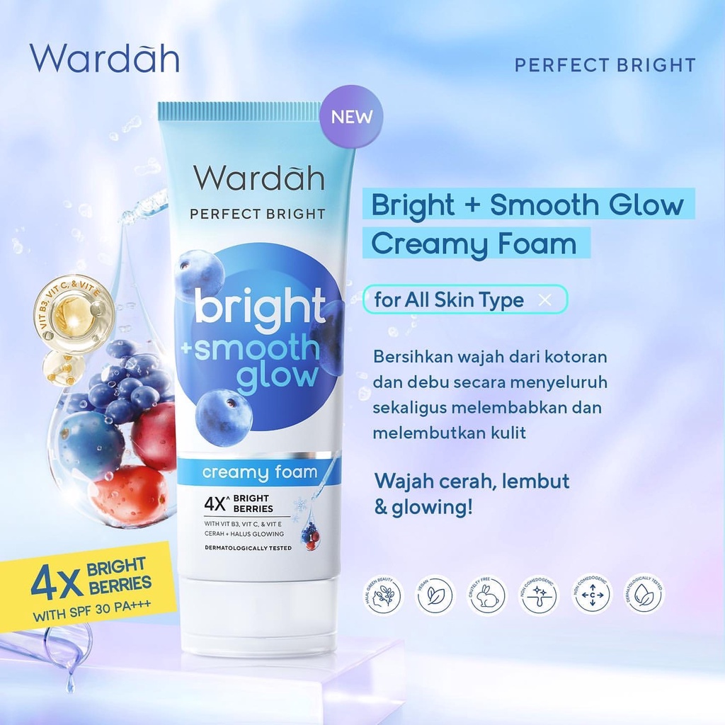 WARDAH Perfect Bright Series Indonesia / Micellar Water Creamy Foam Jelly Facial Foam Night Moisturizer Bright BB Powder / Tone Up Oil Control Smooth Glow Cooling Bright / Skincare Face Care / Skin Brightening Glowing / Cleanser Cleansing Sabun Cuci Muka