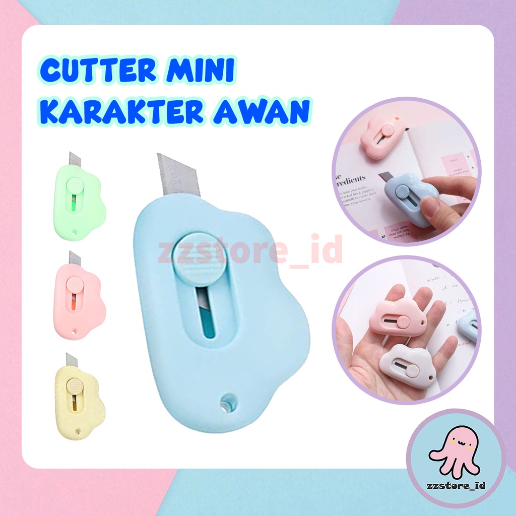 Cutter Mini Karakter Awan Pisau Pemotong Mini / Pisau  Pemotong Kertas Mini Portable / CUTTER MINI UNTUK ALAT TULIS KANTOR