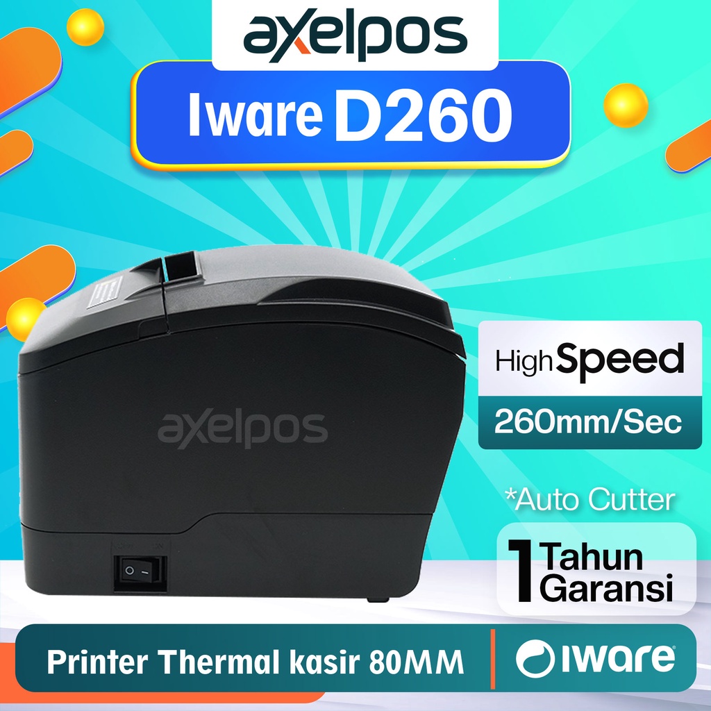 PRINTER KASIR THERMAL 80MM IWARE D260 USB - LAN / USB - BLUETOOTH / USB -WIFI