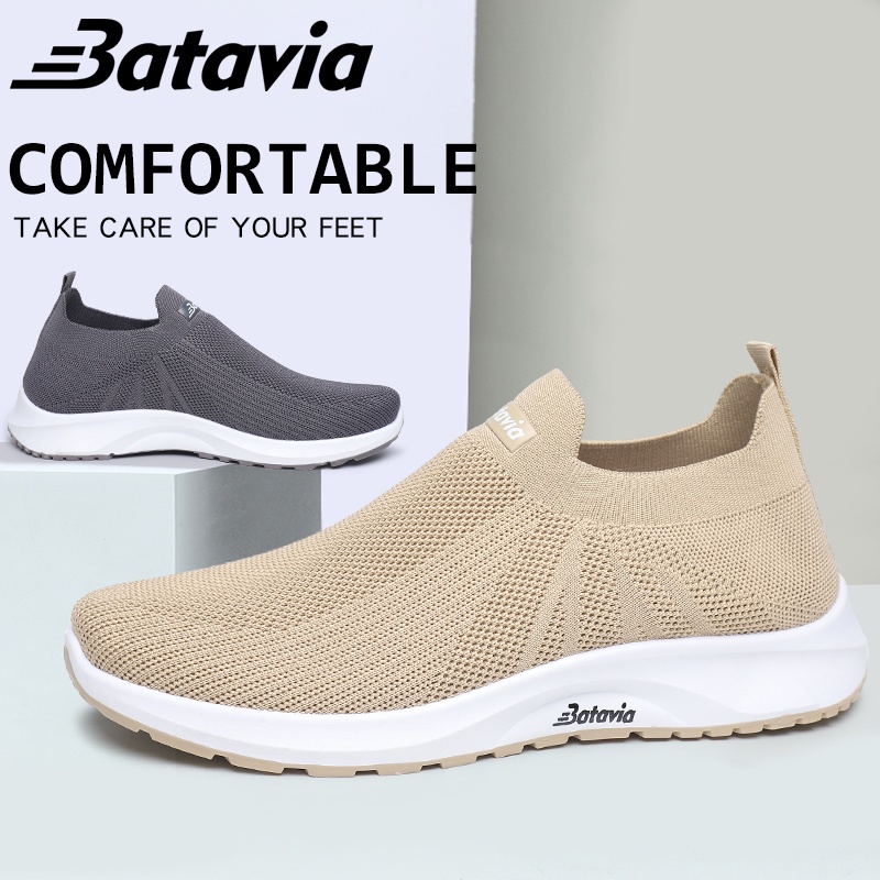 （COD）Batavia fashion baru sepatu pria olahraga murah sepatu pria rajut terbaru yang  premium bernapas sepatu Pria B23
