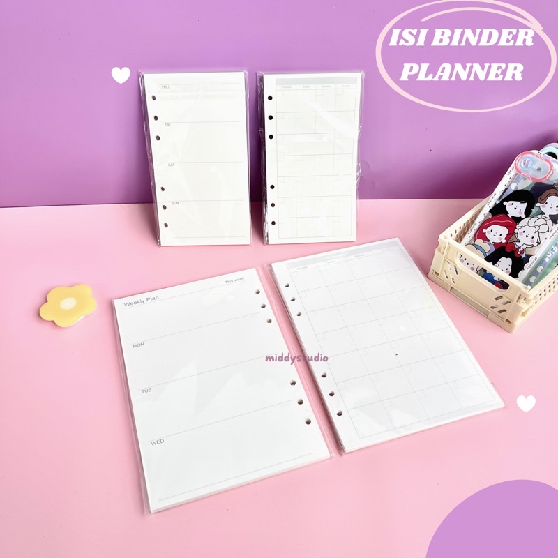 

Isi Binder Kertas Loose Leaf Planner Dotted/Grid - A6/A5 6ring Ready Stock