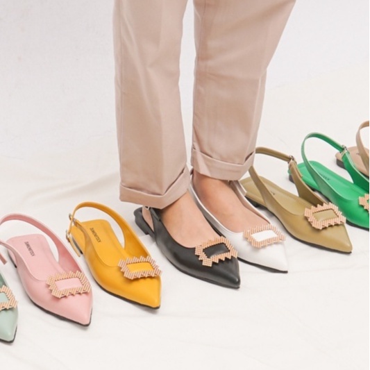 SARASARA YUK - Dunkenstock KATYA Sepatu Sandal Wanita Flatshoes 1cm Size 36 - 40 Tidak Licin Flat Shoes untuk Kerja Kantoran Kuliah Casual Belleza 37 38 39 Warna ALL Black Fuschia Sara Sara Kekinian Premium Terbaru Shoes Ori Original Mall Official Store