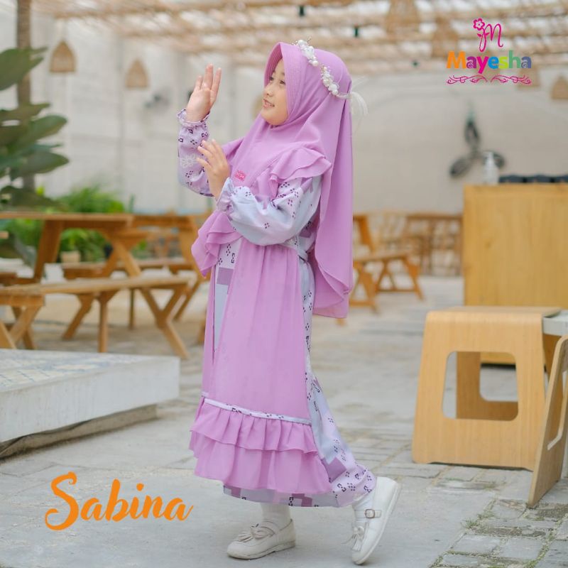 [3-7 TAHUN] SET GAMIS LEBARAN ANAK CEWEK SET HIJAB 3-7 TAHUN SABINA ORIGINAL BY MAYESHA / SET GAMIS OUTER HIJAB PED INSTAN ANTEM ANTI TEMBEM KHIMAR REMPEL 3 4 5 6 7 TAHUN SABINA