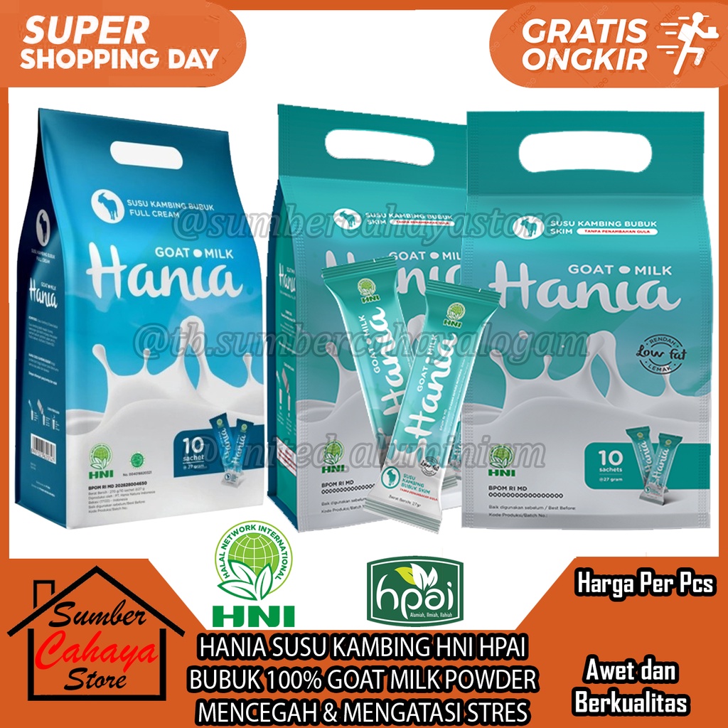 

HANIA SUSU KAMBING HNI HPAI BUBUK 100% GOAT MILK POWDER MENCEGAH & MENGATASI STRES MELANCARKAN PRODUKSI ASI MENINGKATKAN KECERDASAN ANAK ANTIBODI MENYEHATKAN LAMBUNG PERAWATAN KENCANTIKAN UNTUK DIET PENYAKIT PERNAPASAN