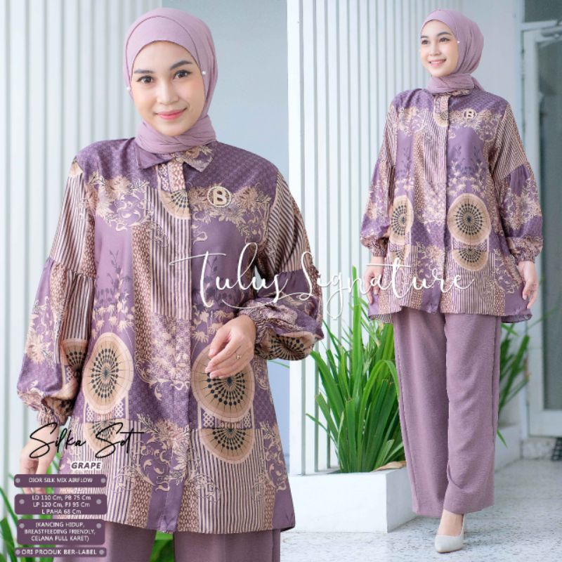 SILKA SET BY TULUS SIGNATURE / ONESET WANITA DIOR SILK PREMIUM / Setelan celana muslimah modern rekomended