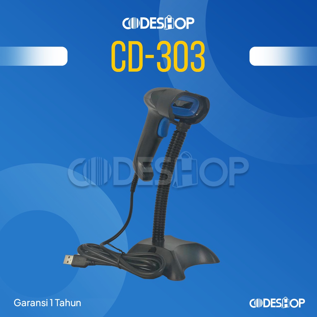 CODESHOP CD-303 Barcode Scanner 1D Laser USB Plus Stand