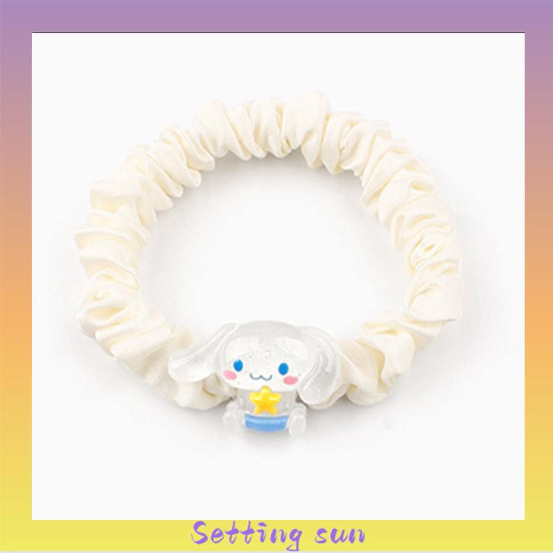 Kartun Cinnamoroll Dog Lipit Cincin Rambut Gadis Manis Lucu Tali Rambut Karet Gelang Karet TN