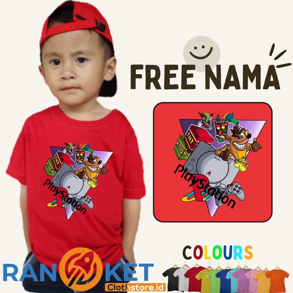Game | Kaos Anak Game CTR Playstation 1 | Kaos Anak Custom | Kaos Anak Sablon DTF Laki laki dan Pere