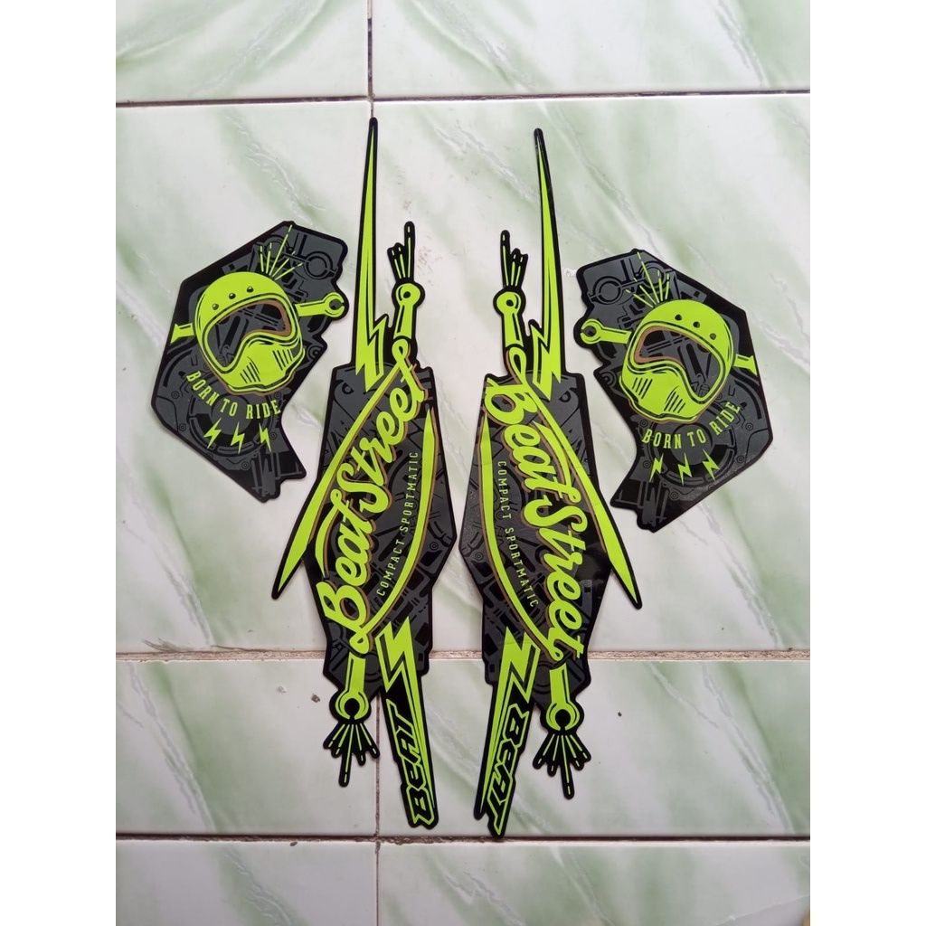stiker striping honda beat street 2017 hitam hijau