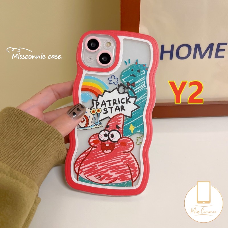 IPHONE Couple Soft Phone Case Kompatibel Untuk Iphone11 14 13 12 Pro Max 6 6s 8 7 Plus 14Plus XR X XS Max SE 2020kartun Lucu Kartun SpongeBob Patrick Star Dinosaurus Wavy Edge Back Cover