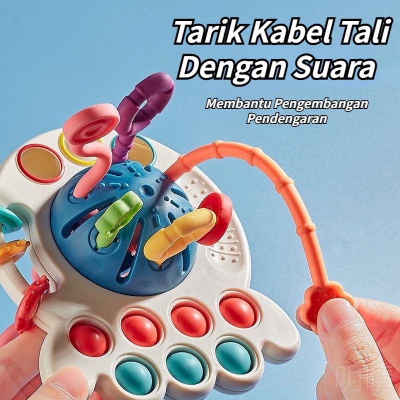 3 In 1 Baby Teether Gigitan Bayi Car Seat Toys Mainan Motorik Anak Baby Pull Toys Bahan Silikon