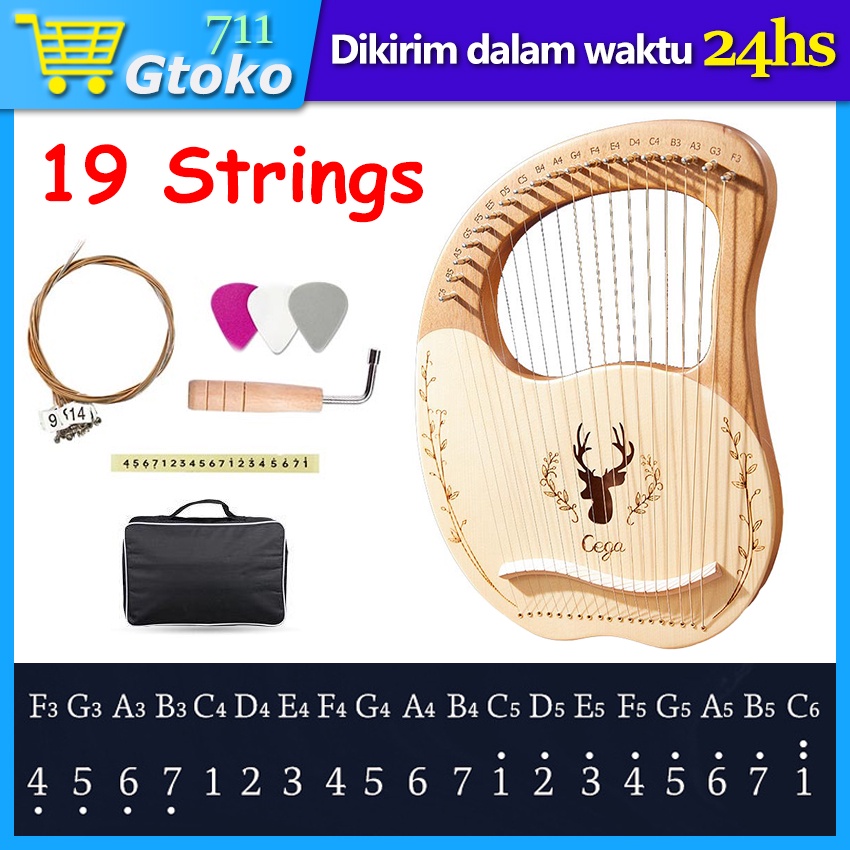 Lyre Mini Harpa 19 Strings Portable Kecapi Alat Musik