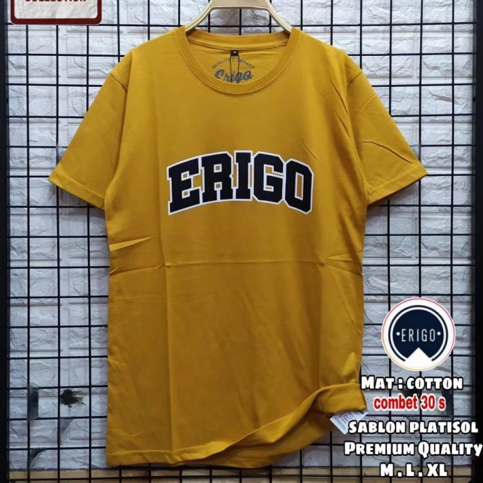 ⭐BISA COD⭐ Erigo T-Shirt kuning,green,black/kaos erigo original/kaos pria dewasa - EG2, L