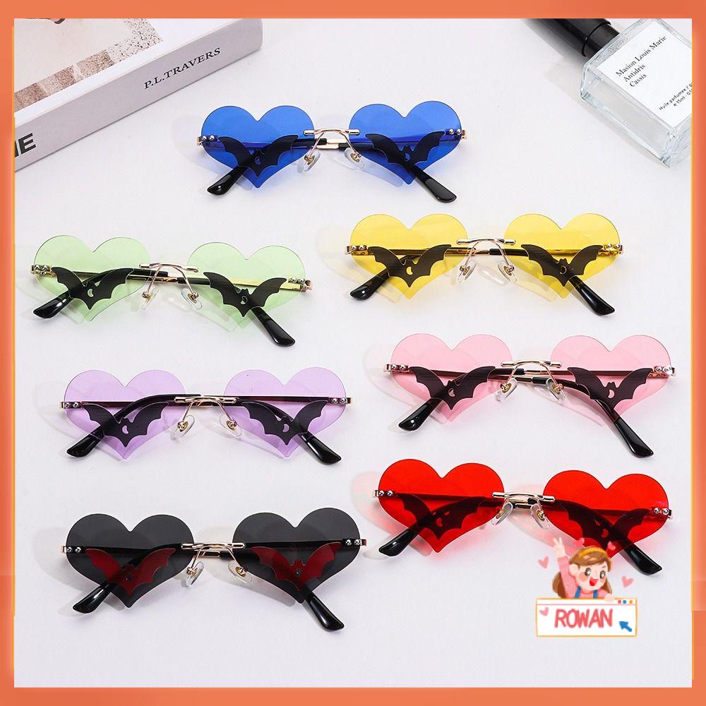 R-flower Bat Kacamata Hitam Wanita Pria Tanpa Bingkai Uv400 Protection Goth Sun Glasses