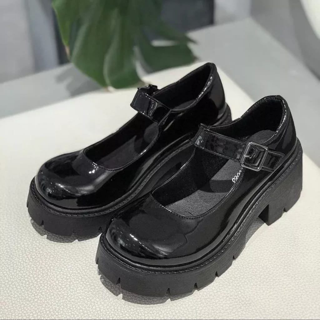  - Sandal Wanita Hak Tinggi Mary Jane's Gaya Jepang