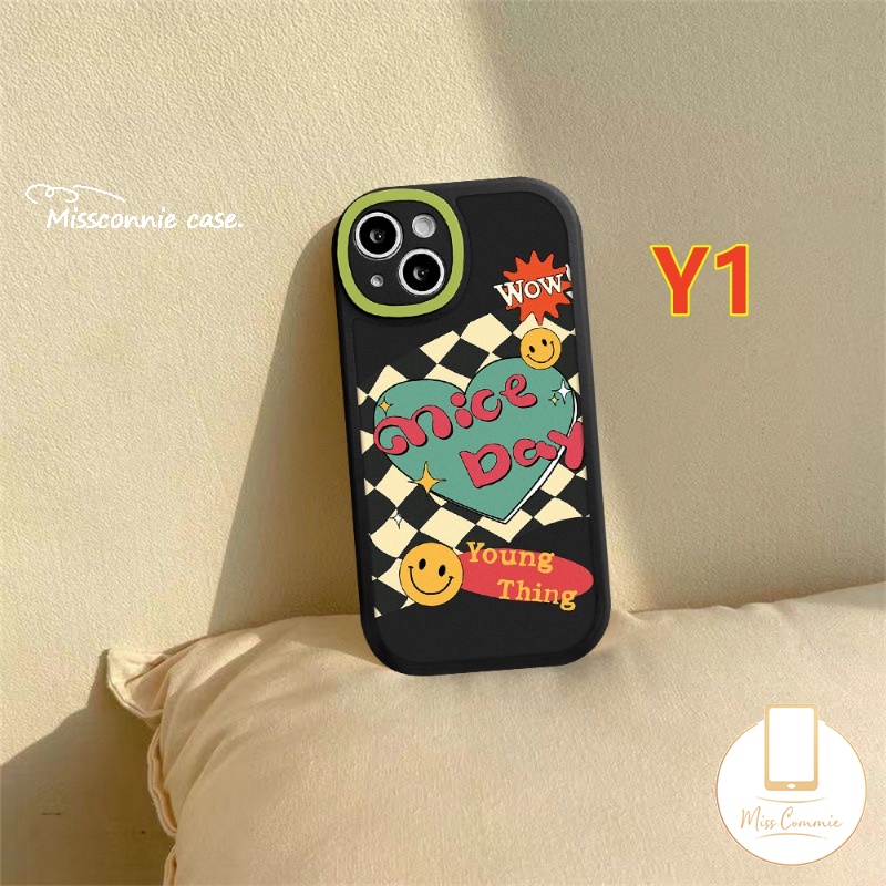 IPHONE Casing Handphone Couple Kompatibel Untuk Iphone7 8 6 6s Plus 11 Pro Max13 12 14 Pro Max14 Plus XR X XS MAX Se2020 Senyum Lucu Love Hati Papan Catur Soft TPU Back Cover