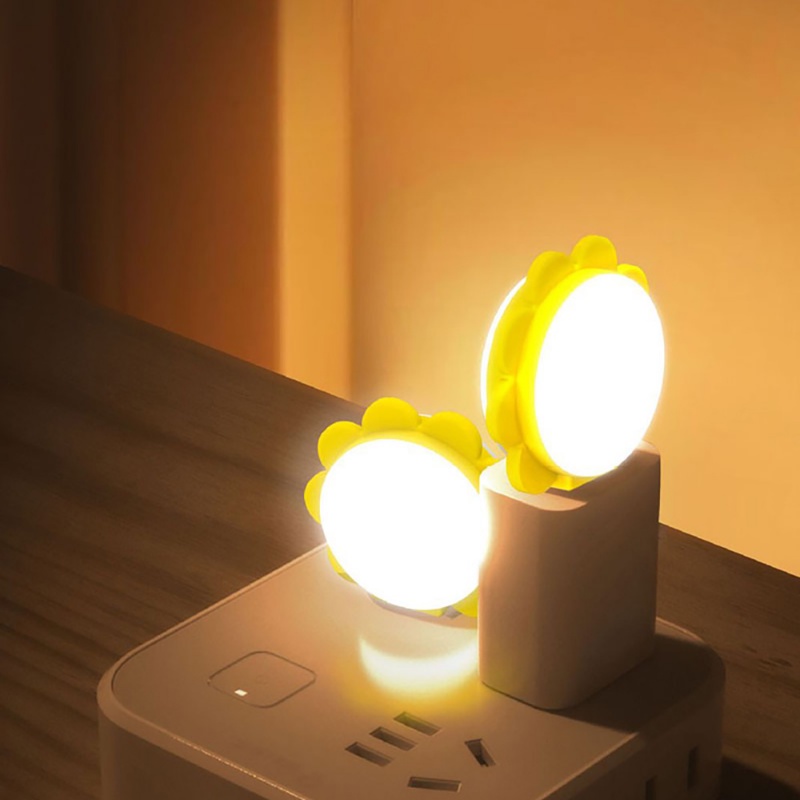 Kreatif Bentuk Bunga Matahari Mini USB Plug Light/Lampu Malam Kartun Bertenaga Komputer/Lampu Baca Perlindungan Mata Kamar Tidur Rumah