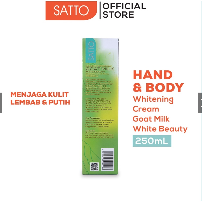 Satto Hand and Body Whitening Cream Goat Milk White Beauty 250 ml [ pump ]