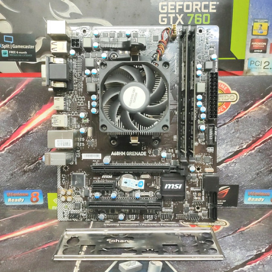 Motherboard AMD MSI A68HM Grenade Socket FM2+ A8-7600 Memory RAM 16Gb DDr3