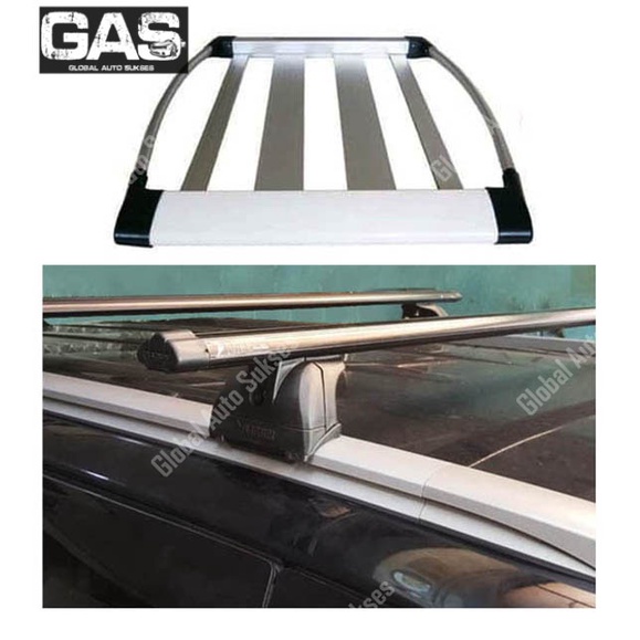 PAKET CROSS BAR JEPIT ROOF RAIL + RACK ALUMINIUM ALL NEW TERIOS 2018 - 2022