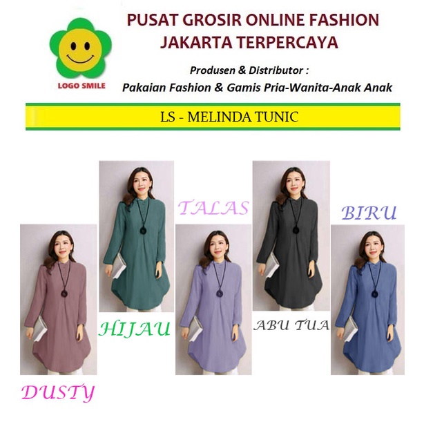 Melinda Tunik - Logo Smile (LS) - Ukuran XL-XXL - Matt Katun Supernova