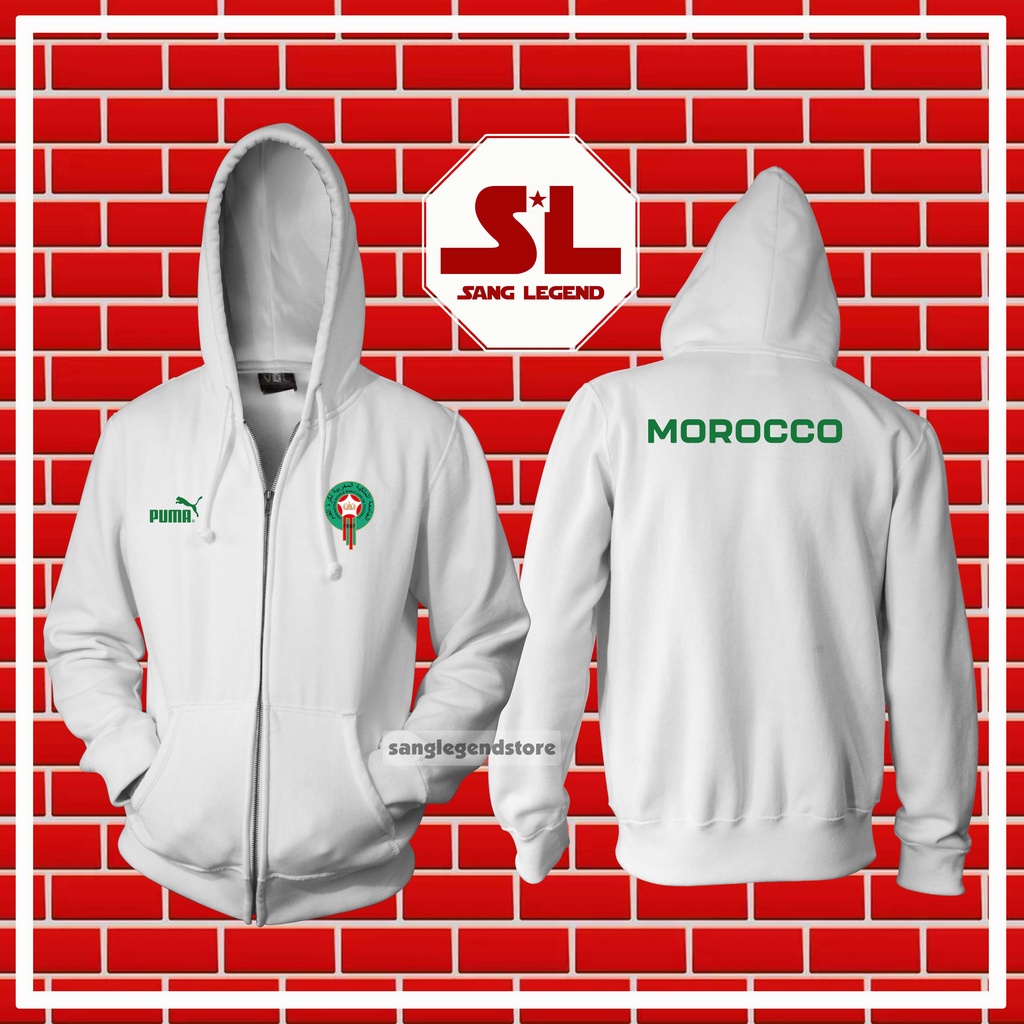 HOODIE ZIPPER JAKET BOLA PRIA NEGARA TIMNAS MAROKO MOROCCO