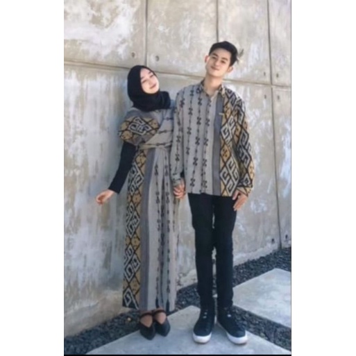 Ready stok - raisa couple dress dan kemeja - set couple keluarga - baju tenun couple - dress naomy - ayra - ivory - aurora - set couple kondangan