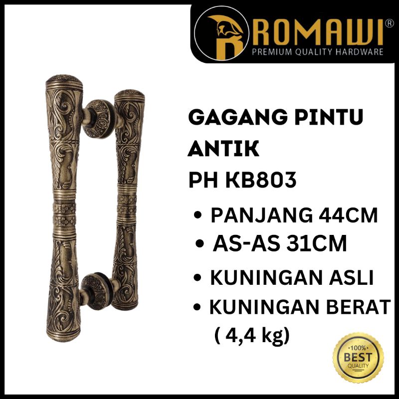 PULL HANDLE GAGANG PEGANGAN TARIKAN PINTU KLASIK ANTIK CLASSIC KUNINGAN 44CM PH KB803