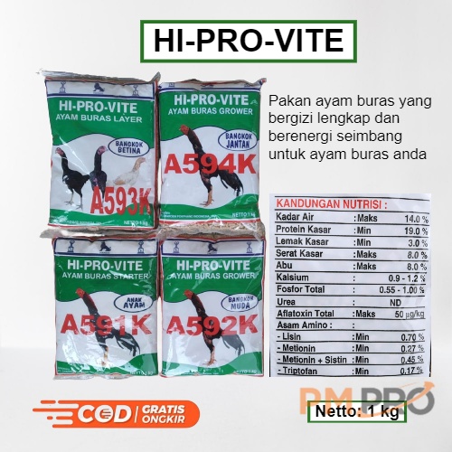 Hi Pro Vite 591 592 593 594 Pur Pakan Ayam Bangkok Muda Sampai Dewasa Untuk Aduan Voer Kemasan Pabri