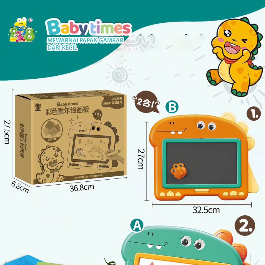 Mainan Edukasi Papan Tulis 2 In 1 Motif Kartun Ukuran Besar