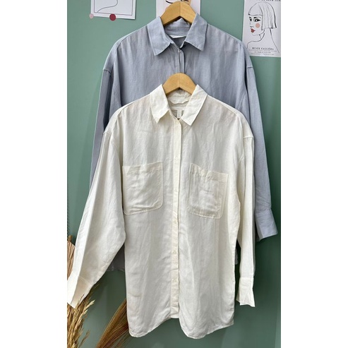 Hm linen  blouse kantong 1 dan 2