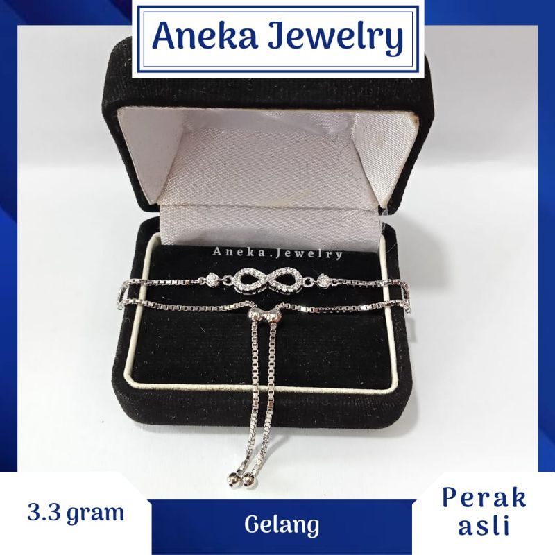 Gelang Infinity, Sepuh Emas Putih, Perak 925