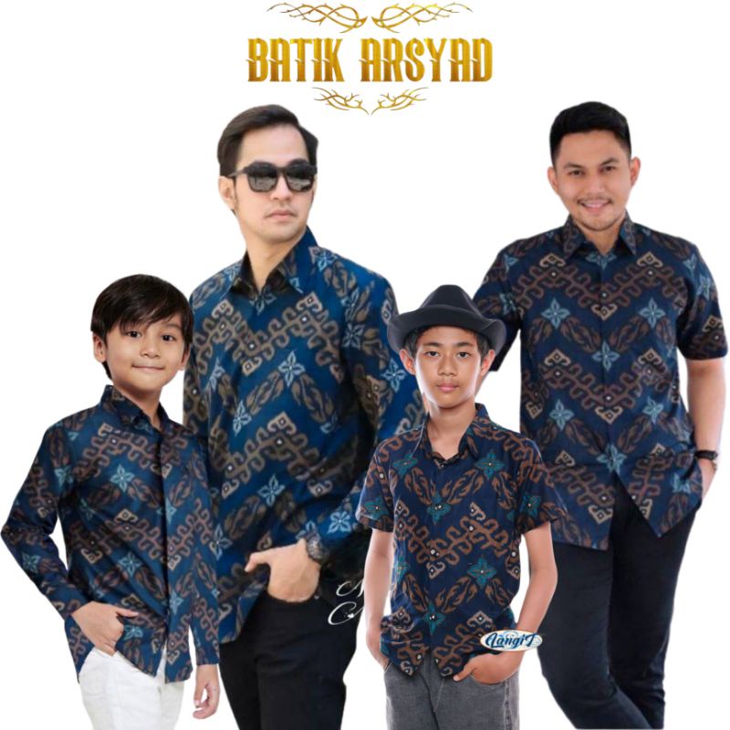 TERBARU Couple sweet || couple batik ayah dan anak cowok BATIK Motif Zig Zag Navy