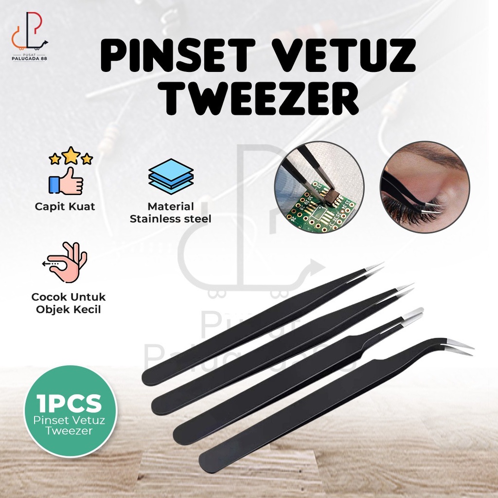 pinset vetus tweezer bengkok lengkung lancip ESD-15 122mm 12.2cm HRC40 eyelash extension koil kapas kecantikan kesehatan