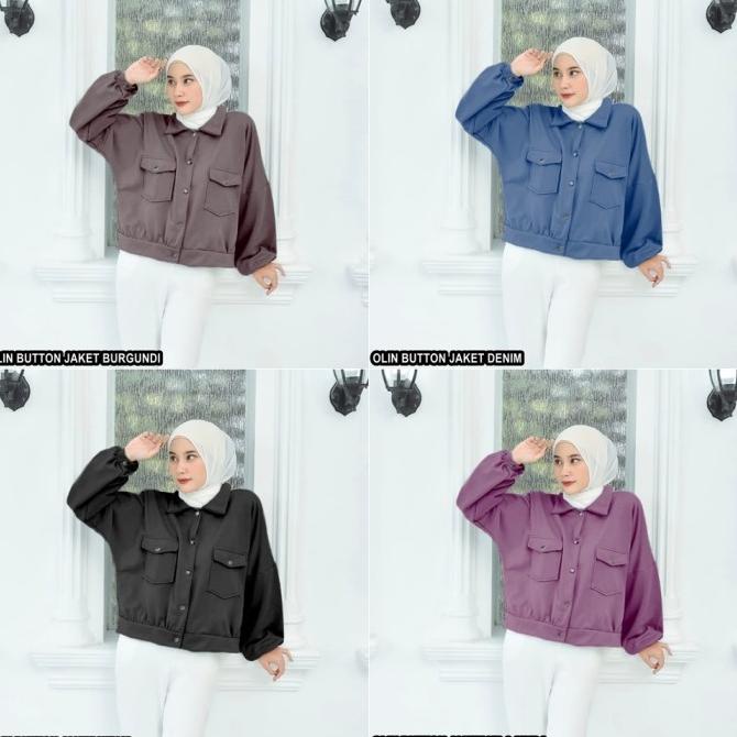 Sw Jaket Wanita Polos Kancing Saku Olin Button Jacket Outer