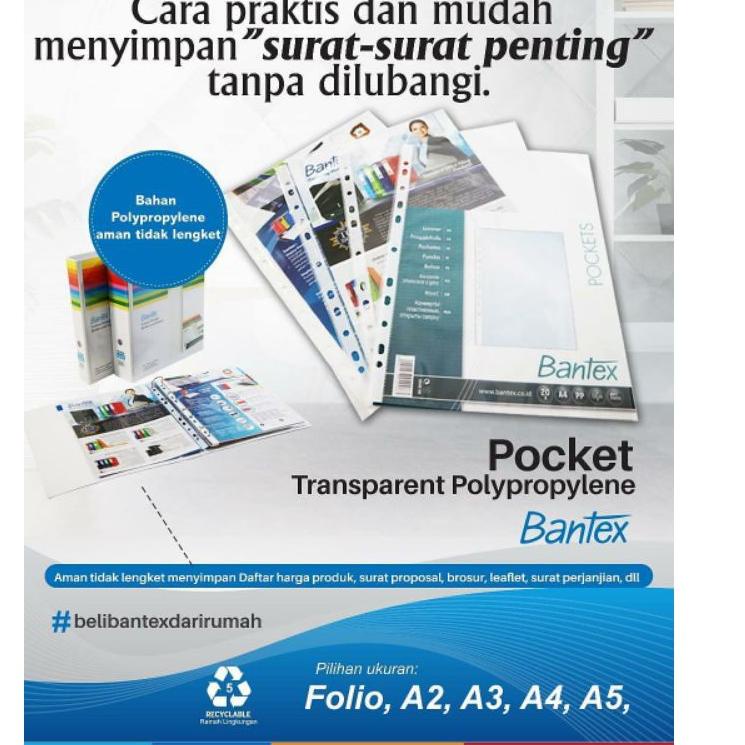 

[Z-84 ❤] Bantex PP Pocket Sheet Protector Size A5 20 Lubang 10 Lembar-langsung kirim