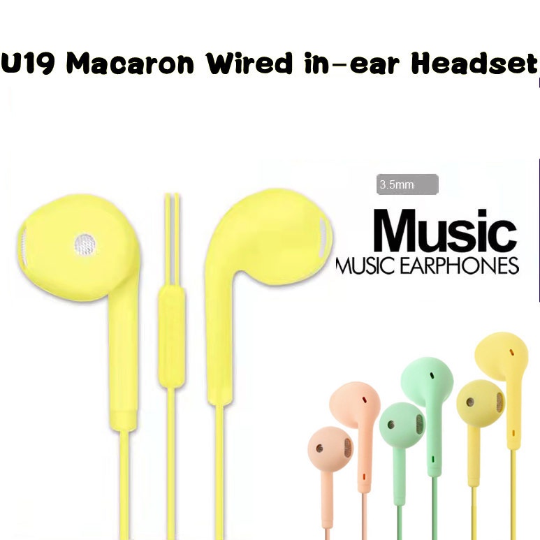 Headset In-ear Headset Kabel Warna-Warni Wired Headphone U19 3.5mm Earphone Berkualitas Suara Tinggi