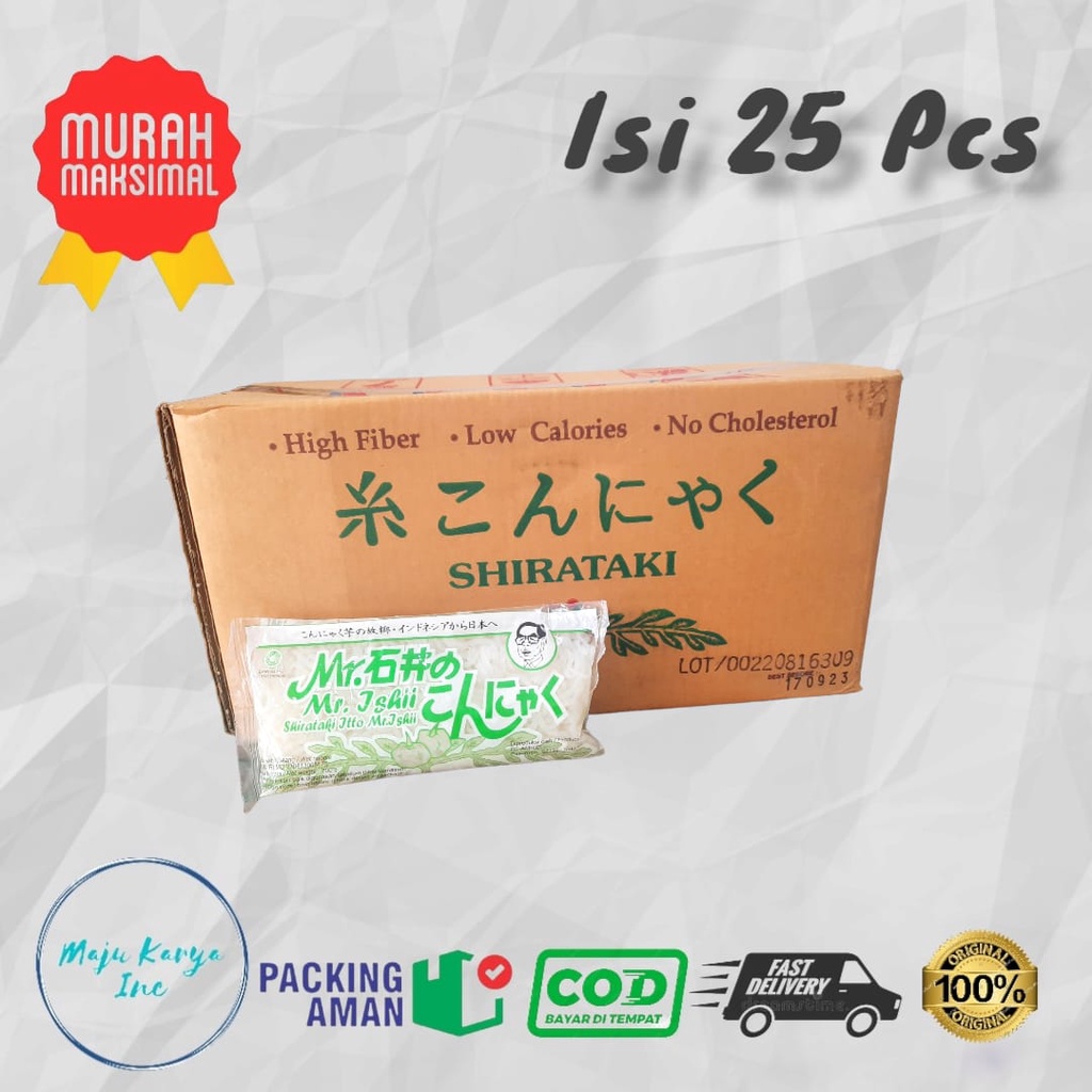 Mie Shirataki  basah / Wet noodles shirataki hijau Dus isi 25 pcs