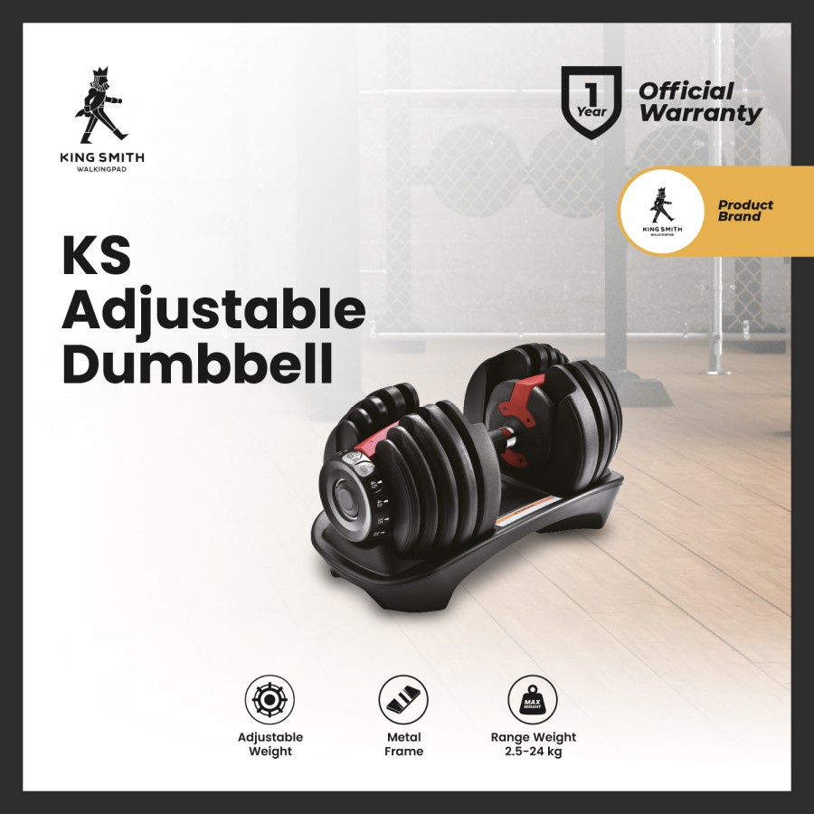KS Adjustable Dumbbell Alat Fitness Barbel Dumbel 24 kg Alt Kingsmith