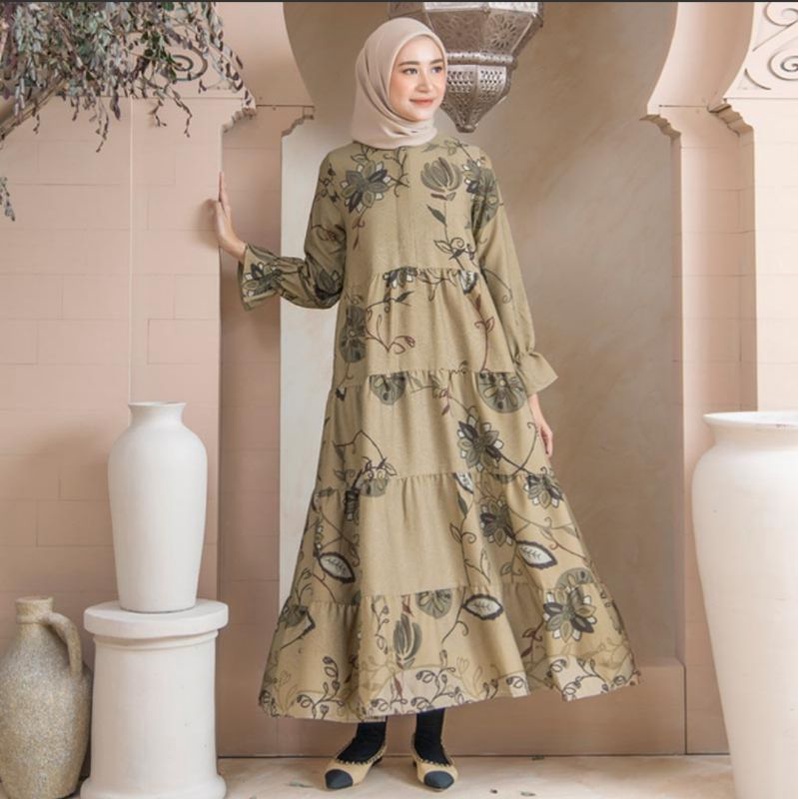 Frends.clo (SALE) Al Hamra Midi Dress Almond Heaven Light