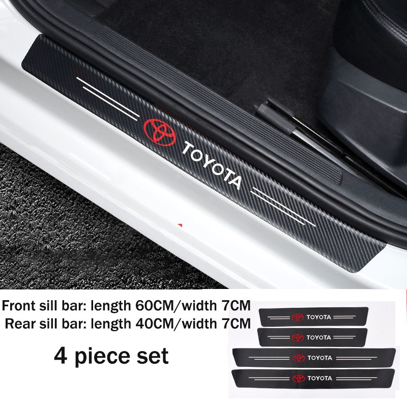 4buah strip Ambang Mobil 3D Serat Karbon Pelindung Pintu Stiker pedal Kaki anti-Tabrakan Perlindungan Stiker Dekoratif